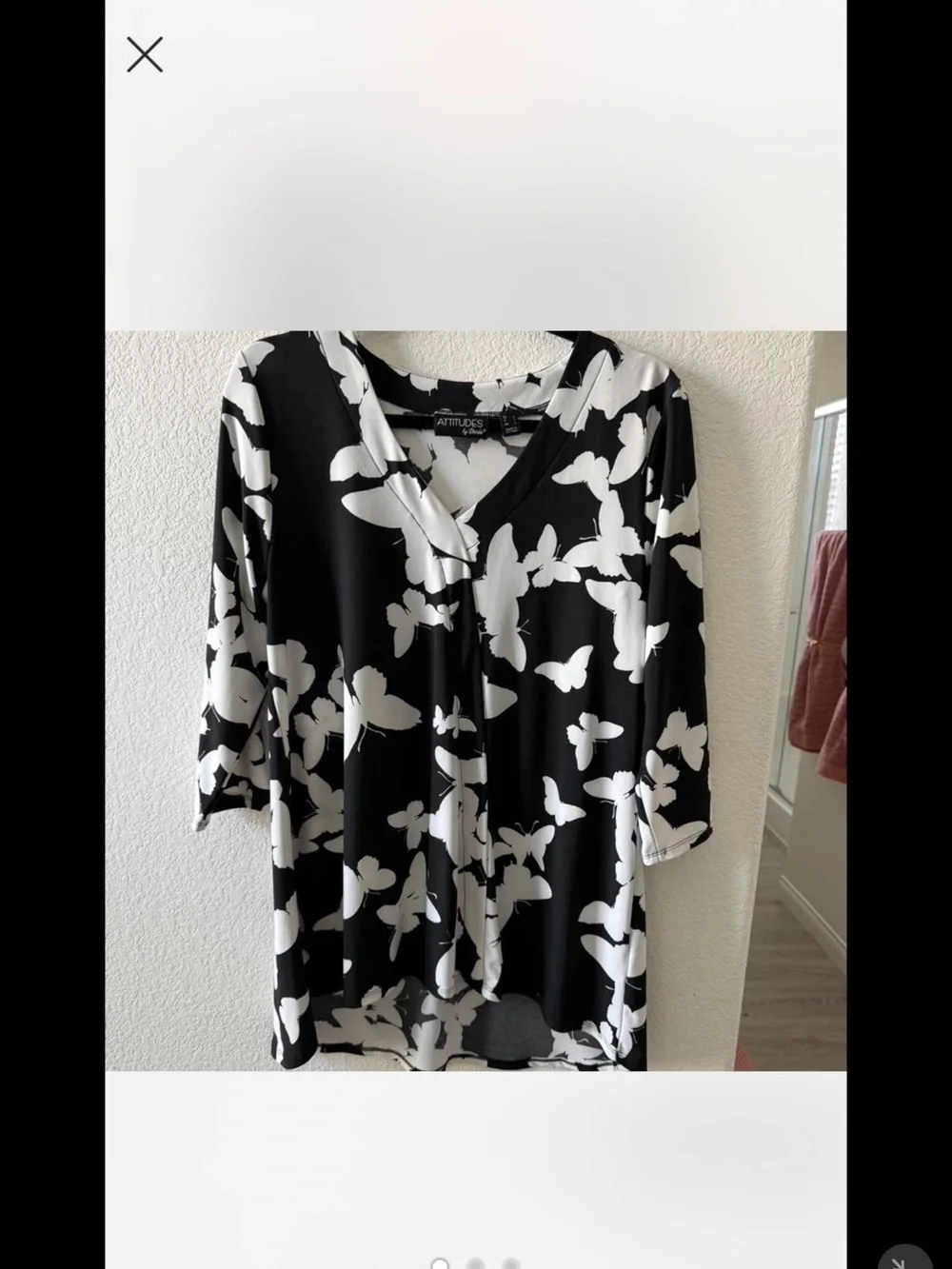 Attitudes by Renee Black & White Butterfly V-Neck Tunic